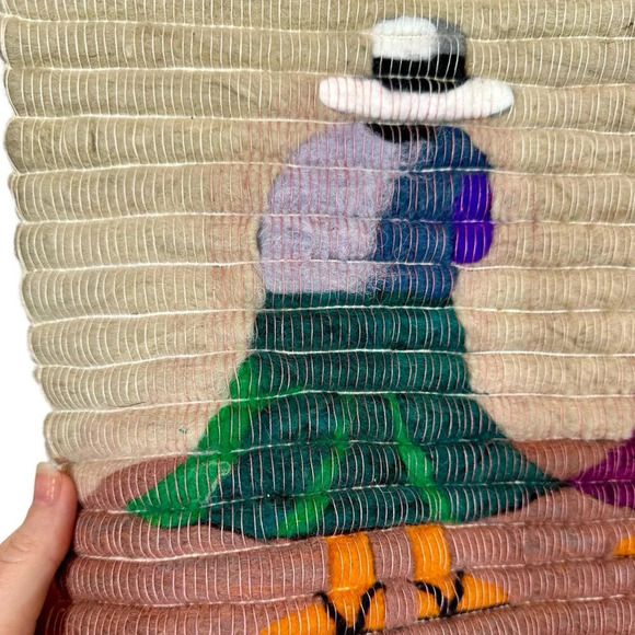 Peru Alpaca Coiled Wool Tapestry Peruvian Women Hand Woven Boho Wall Art Hanging - Picture 3 of 5